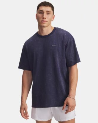 Camisa oversize de manga corta con logotipo lavado de peso pesado