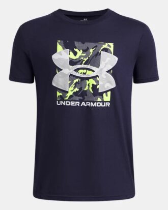Camiseta de manga corta con logo y estampado de camuflaje