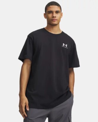 Camiseta de manga corta pesada con logotipo UA bordado para hombre