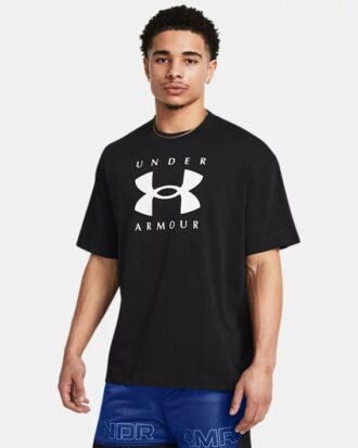 Camiseta oversize de manga corta con marca, de tejido grueso
