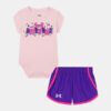 Conjunto de body para recién nacido con logotipo y pantalones cortos de microfibra tejida