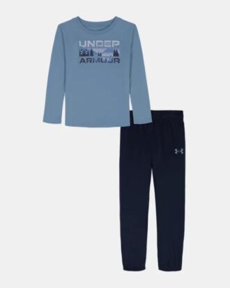 Conjunto de camiseta de manga larga y pantalones de chándal con logotipo apilado