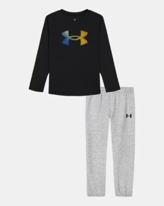 Conjunto de camiseta de manga larga y pantalones de chándal con logotipo degradado