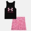 Conjunto de camiseta sin mangas elástica y falda pantalón con logo estampado Conjunto de camiseta sin mangas elástica y falda pantalón con logo estampado