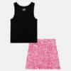 Conjunto de camiseta sin mangas elástica y falda pantalón con logo estampado Conjunto de camiseta sin mangas elástica y falda pantalón con logo estampado