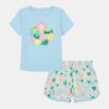 Conjunto de pantalones cortos de microfibra tejida con logotipo floral para bebés Conjunto de pantalones cortos de microfibra tejida con logotipo floral para bebés