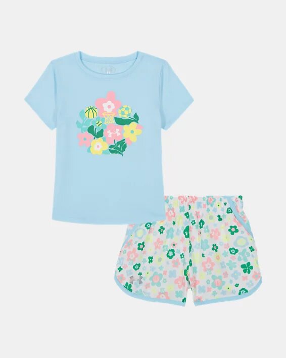 Conjunto de pantalones cortos de microfibra tejida con logotipo floral para bebés Conjunto de pantalones cortos de microfibra tejida con logotipo floral para bebés