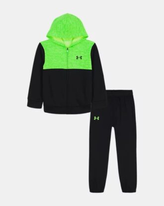 Conjunto de sudadera con capucha y cremallera para niños pequeños con bloques de color