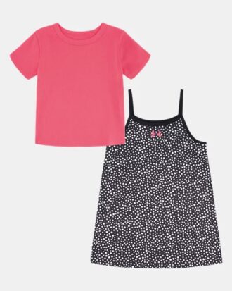 Conjunto de vestido con lunares para niñas pequeñas Conjunto de vestido con lunares para niñas pequeñas