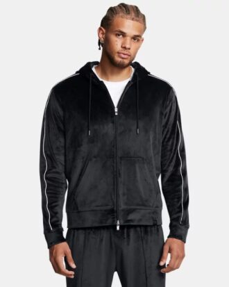 Sudadera con capucha y cremallera completa de terciopelo